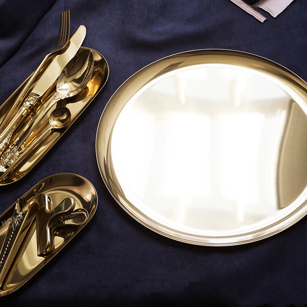 Nordic Ins Style Golden Stainless Steel Tray