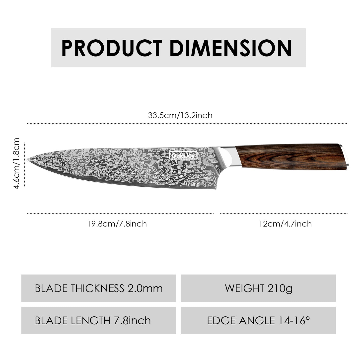 Qulajoy Japanese Chef Knife Kitchen Knife High Carbon German Steel Cooking Knives Damascus Pattern Japanese Knife With Ergonomic Handle For Home Kitchen Outdoor