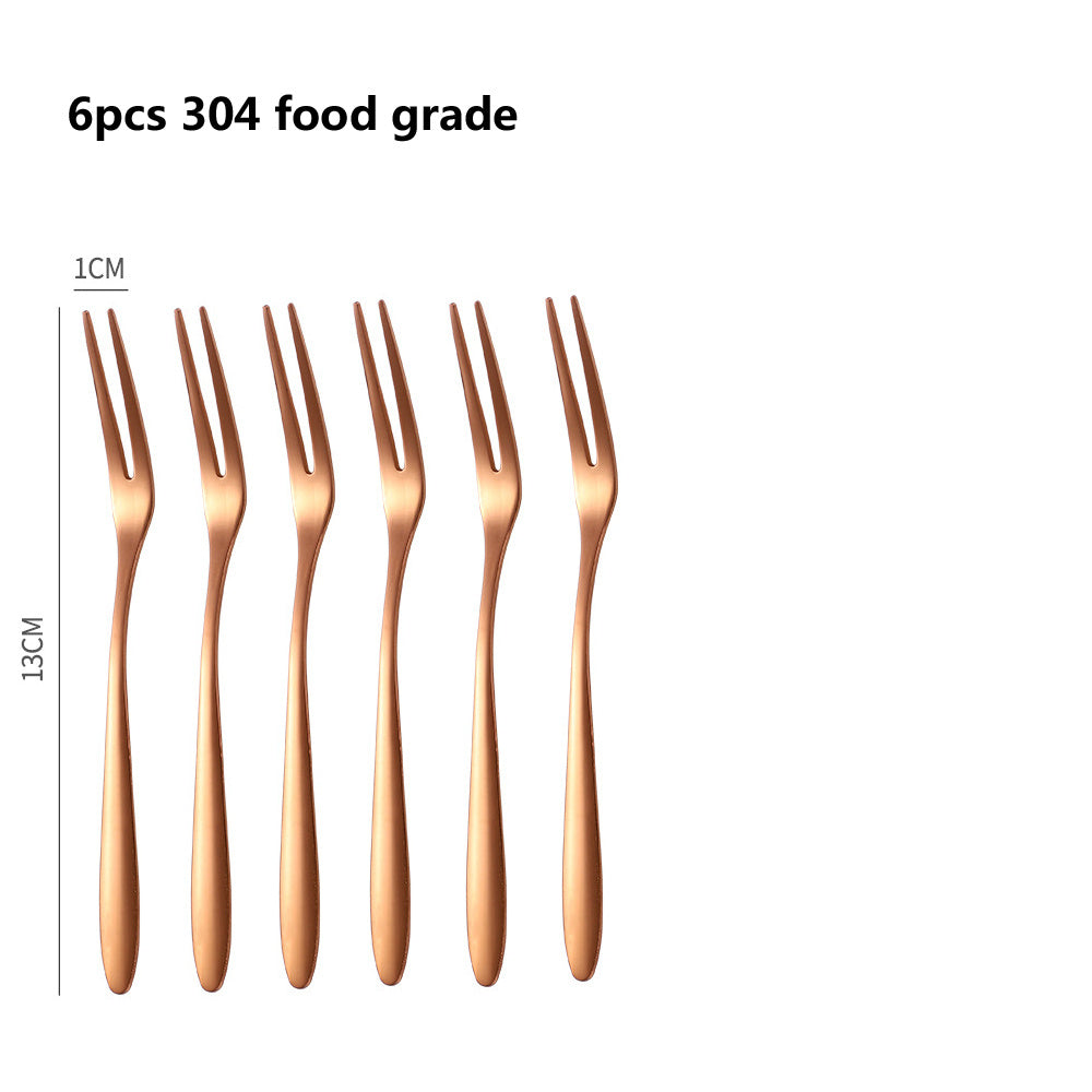 Creative Two Tooth Stainless Steel Fruit Fork