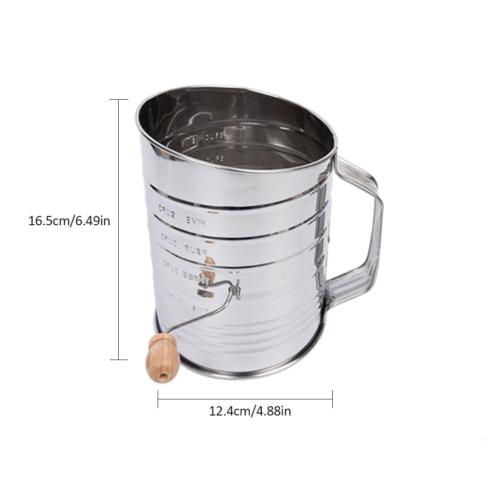 Hand-pressed stainless steel flour sieve