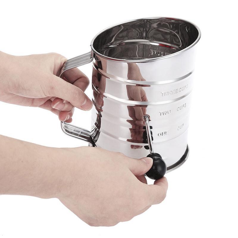 Hand-pressed stainless steel flour sieve