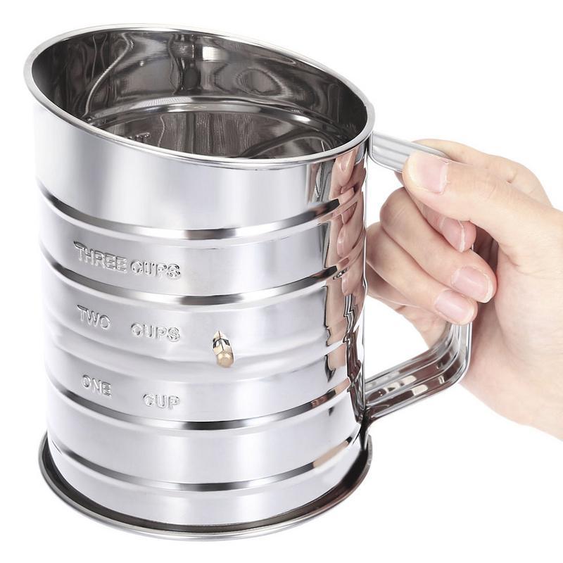 Hand-pressed stainless steel flour sieve