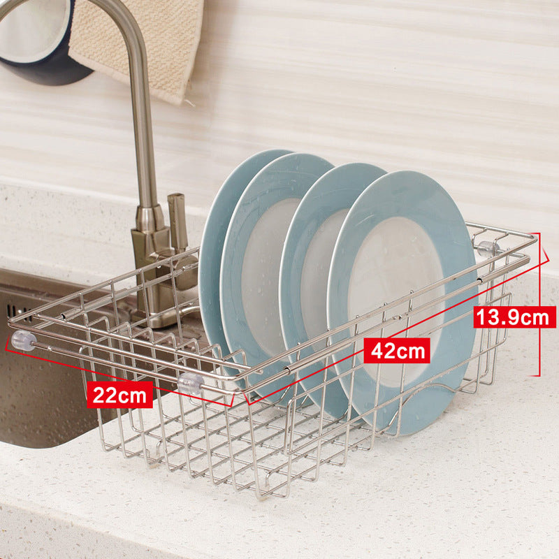 Household Stainless Steel Retractable Sink Drain Rack