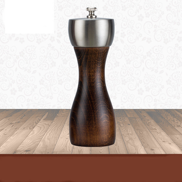 Manual Beech Stainless Steel Pepper Grinder