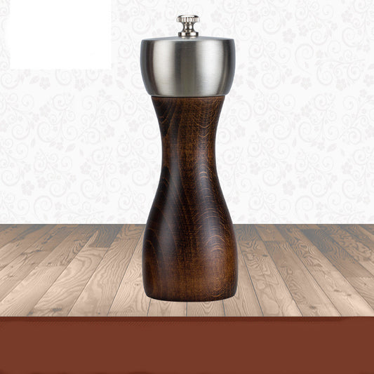 Manual Beech Stainless Steel Pepper Grinder