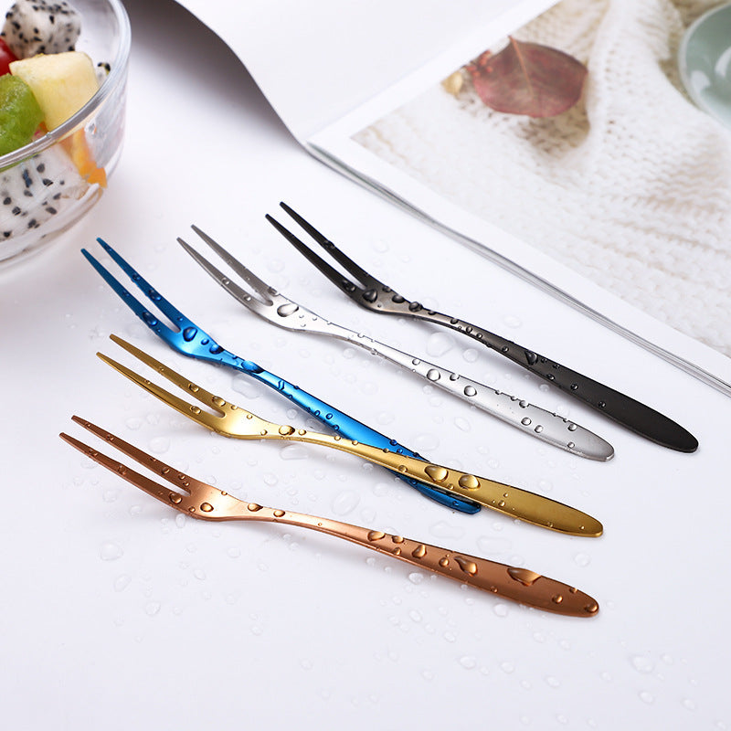 Creative Two Tooth Stainless Steel Fruit Fork