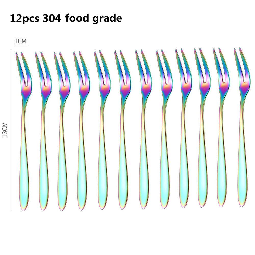 Creative Two Tooth Stainless Steel Fruit Fork