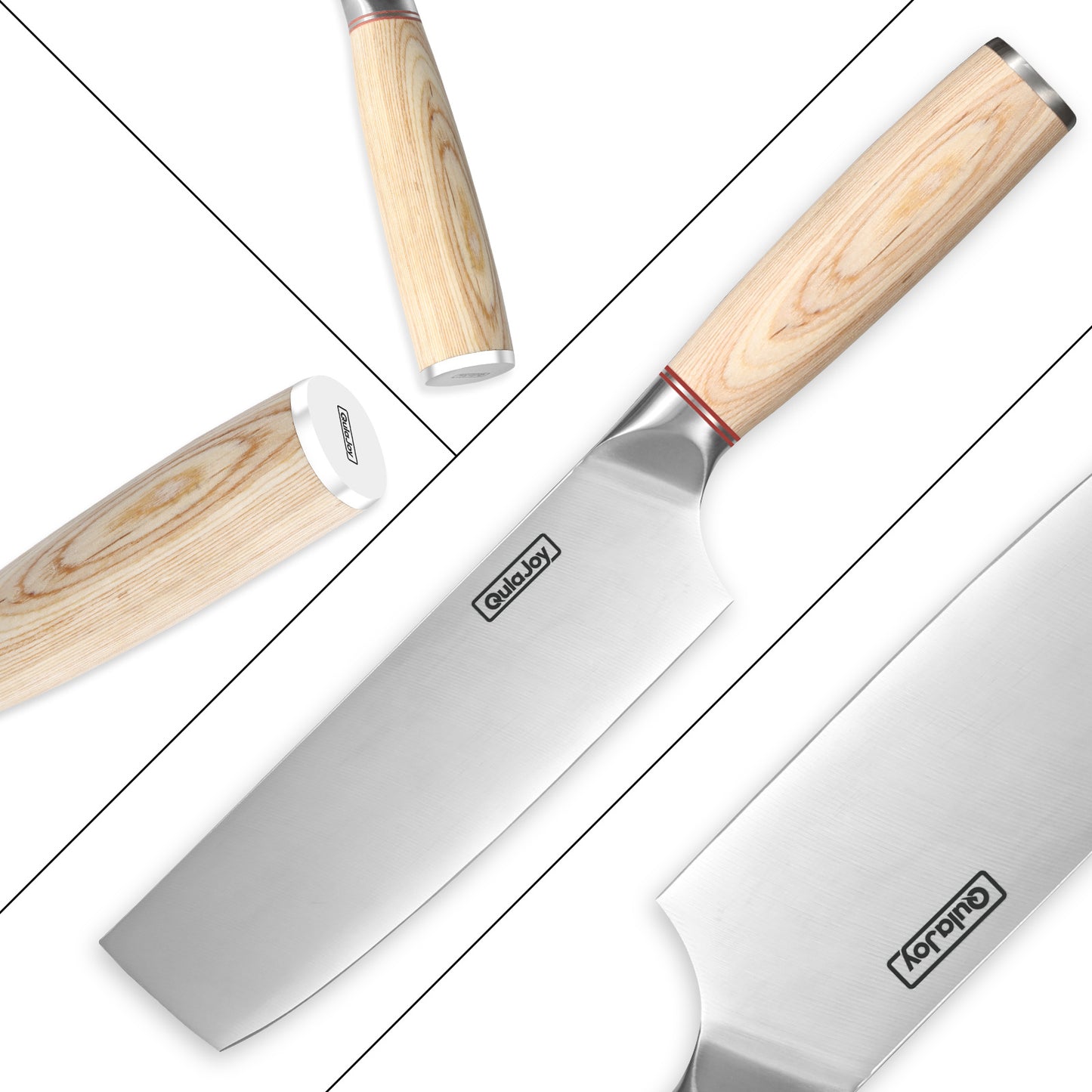 Vegetable Cleaver - Japanese Cleaver 6.5 Inch Chopping Knife High Carbon Stainless Steel Knives With Wooden Handle 6.5 Inch Cleaver Knife