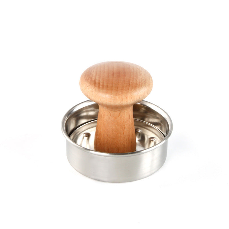 Burger Press Mould Stainless Steel 304 Meat Press, Beech Wood Handle Stainless Steel Meat Press
