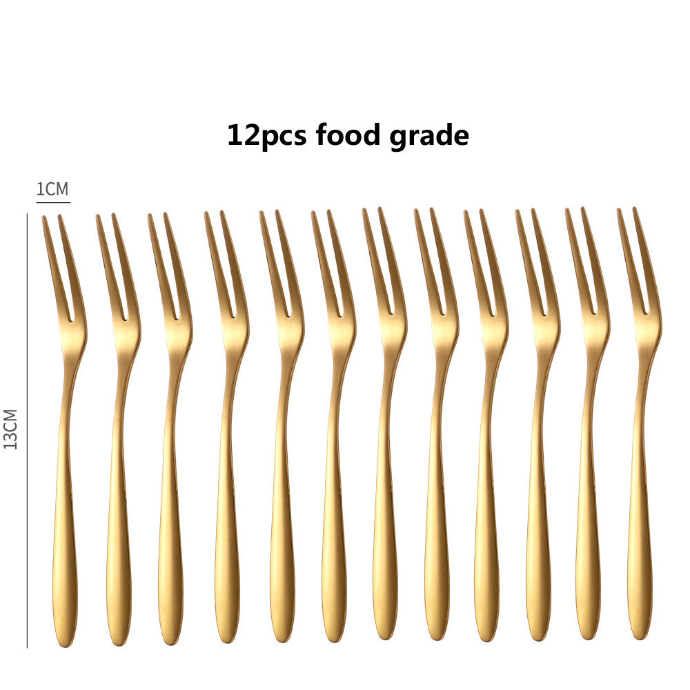 Creative Two Tooth Stainless Steel Fruit Fork