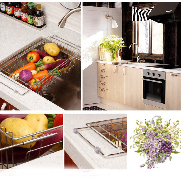 Household Stainless Steel Retractable Sink Drain Rack