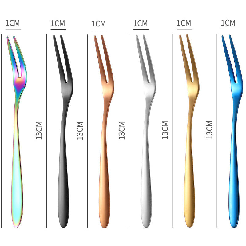 Creative Two Tooth Stainless Steel Fruit Fork