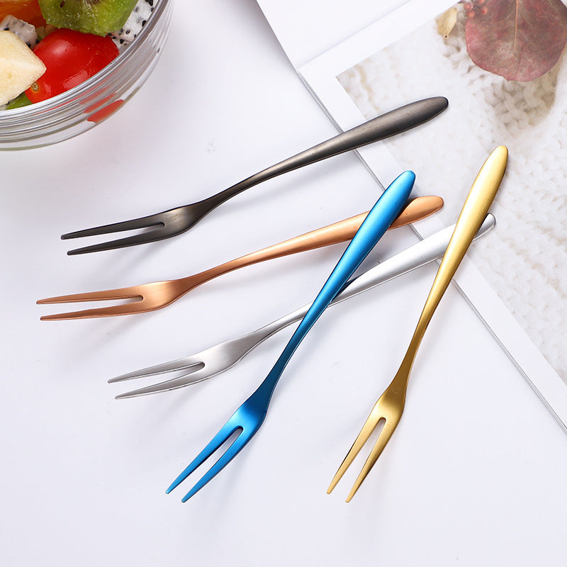 Creative Two Tooth Stainless Steel Fruit Fork