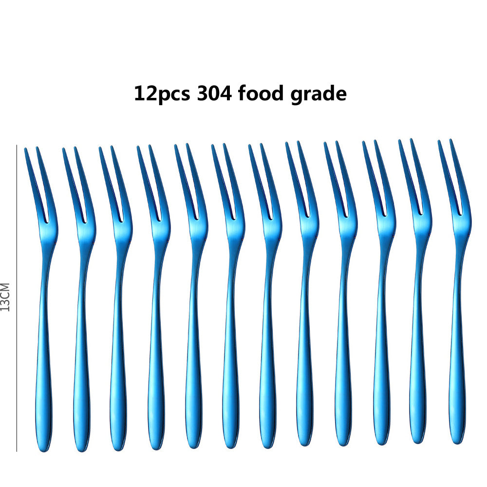 Creative Two Tooth Stainless Steel Fruit Fork