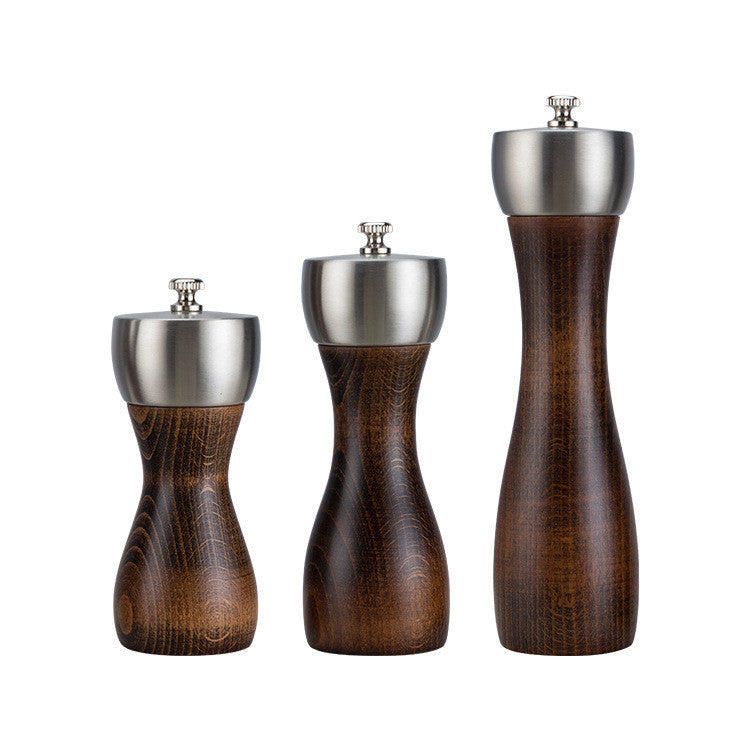 Manual Beech Stainless Steel Pepper Grinder