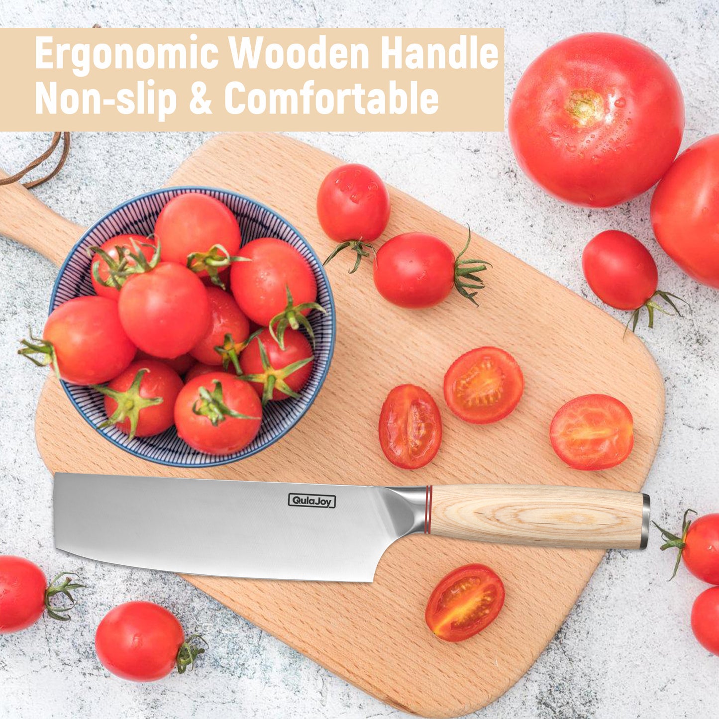 Vegetable Cleaver - Japanese Cleaver 6.5 Inch Chopping Knife High Carbon Stainless Steel Knives With Wooden Handle 6.5 Inch Cleaver Knife